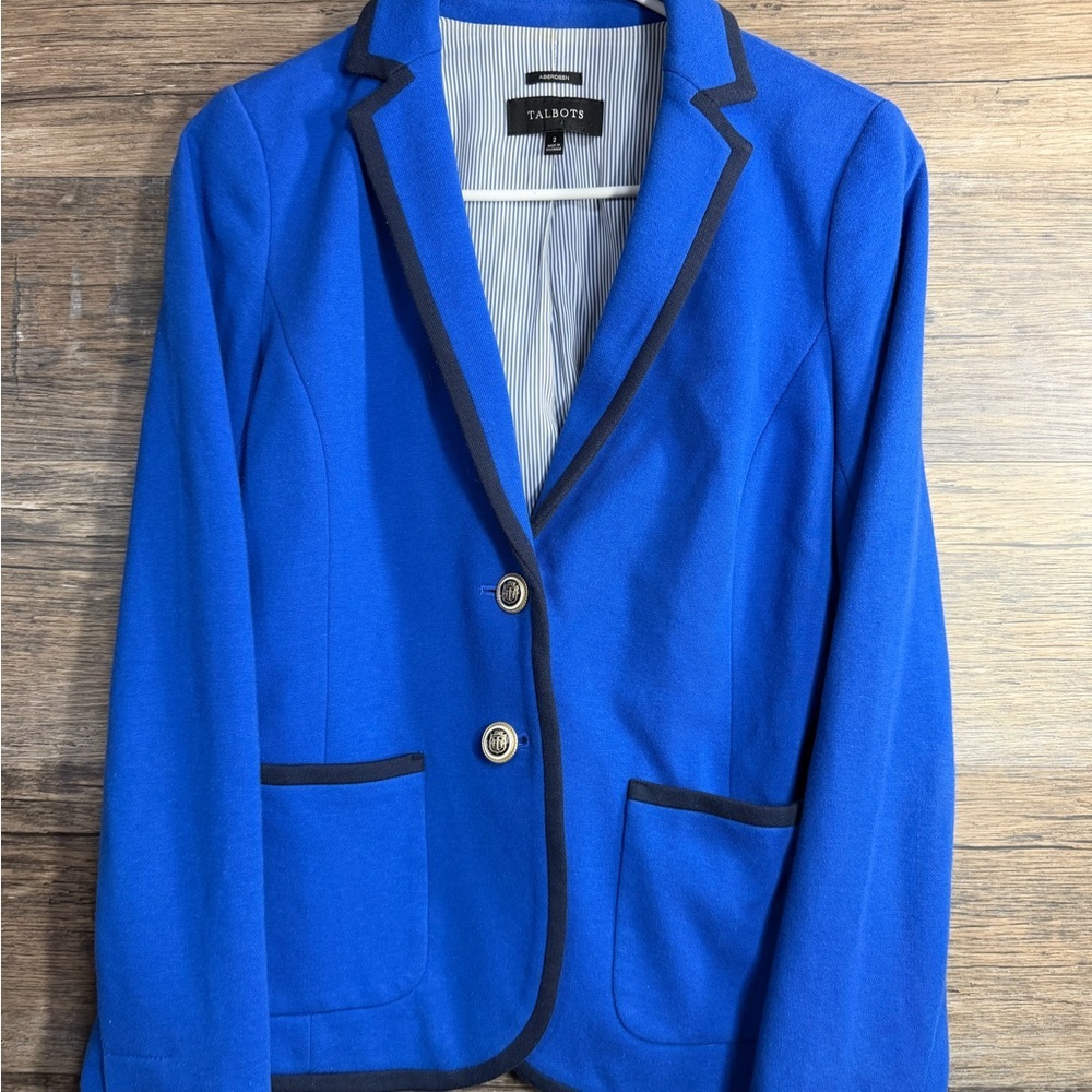 Talbots‎ Royal Blue Aberdeen Blazer with Black Trim